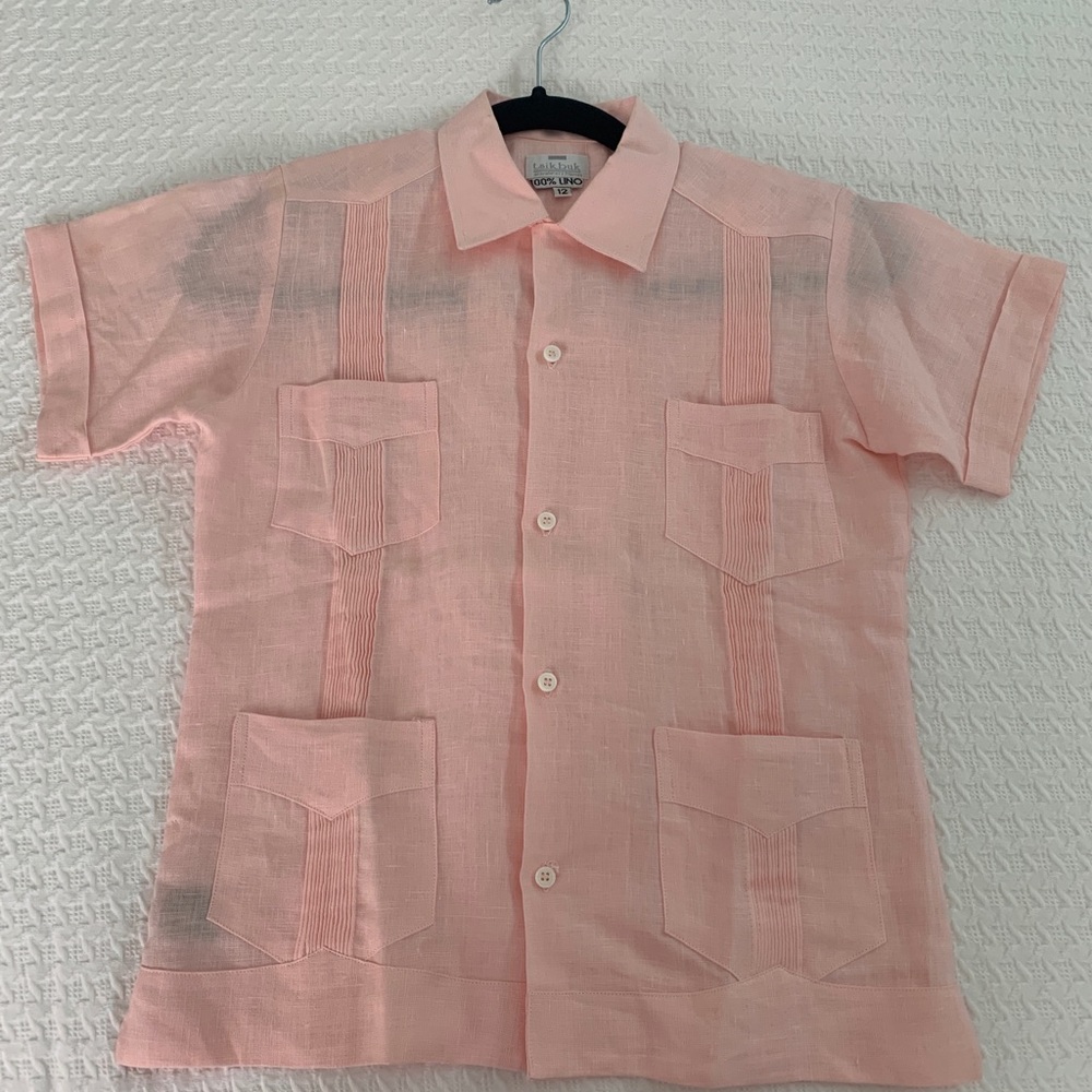 Kids Linen Guayabera Shirt